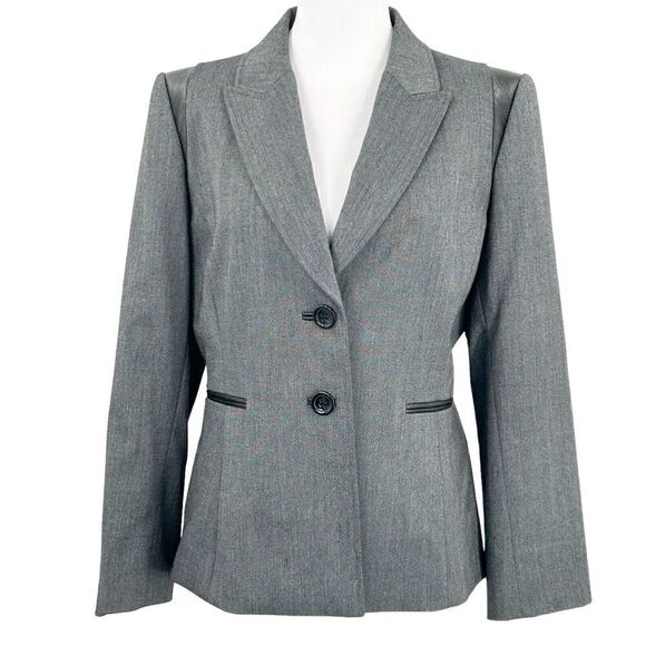 Tahari Jackets & Blazers - Tahari Arthur S Levine Gray Black Jacket Size 8 Petite Women Lined Blazer